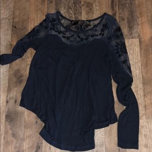 Free People Navy Lace Long Sleeve